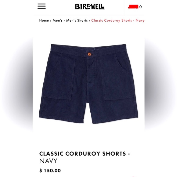 CLASSIC BIRDWELL BEACH BRITCHES SZ.32 NAVY CORD SHORTS R/$150 - Picture 8 of 16